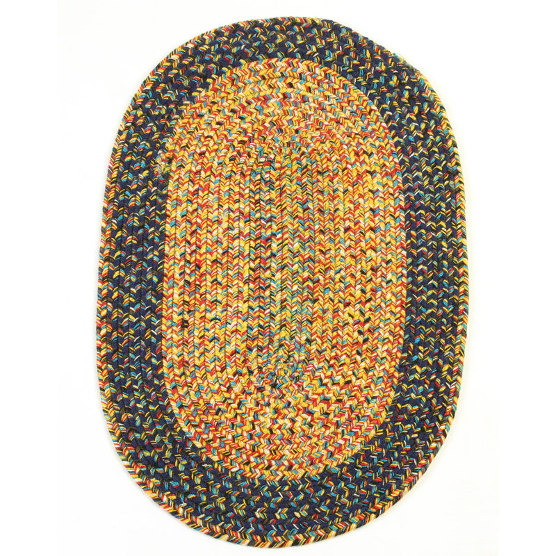 August Grove® Oval Handmade Braided Yellow Indoor / Outdoor Use Area